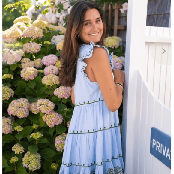 Erica Wilson X Roller Rabbit hygrangea Pippa dress — sky blue! Size medium! - Picture 2 of 3